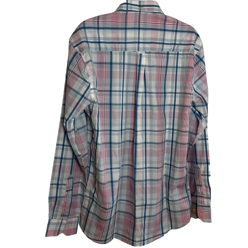 GANT Men’s L/S Button Down Shirt, Cotton, Size XL / 42, Pink & Blue Plaid - Picture 2 of 7